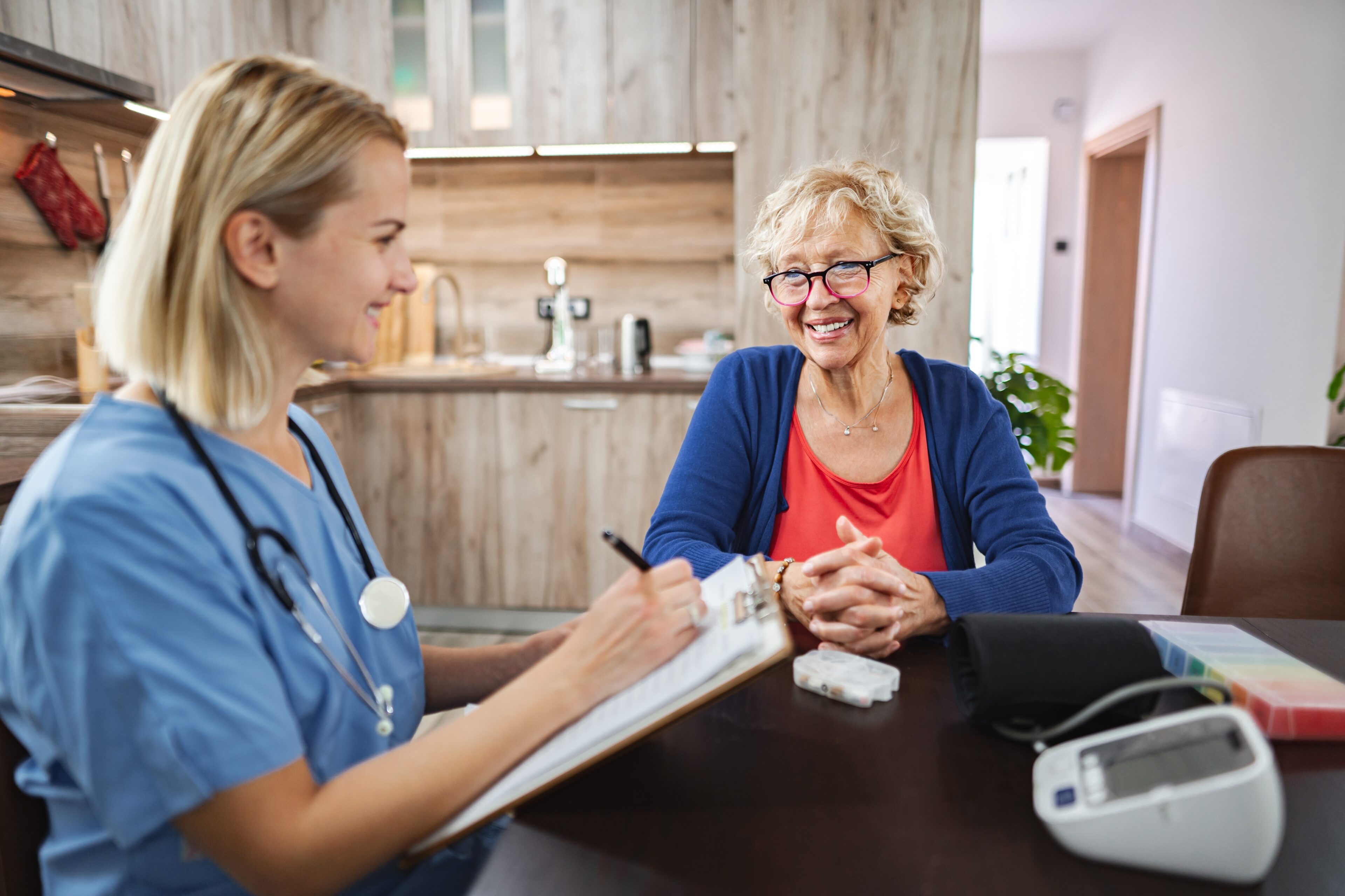 nurse talking to patient